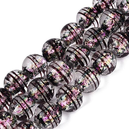 Handmade Foil Glass Lampwork Beads Strands FOIL-Q002-09E-1