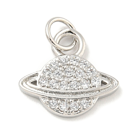 Rack Plating Brass Micro Pave Clear Cubic Zirconia Pendants KK-B093-20P-1