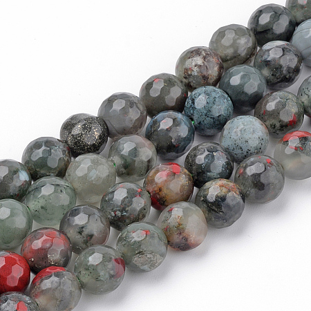 Natural African Bloodstone Beads Strands G-Q462-95-4mm-1