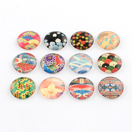 Half Round/Dome Pattern Photo Glass Flatback Cabochons for DIY Projects GGLA-Q037-14mm-43-1