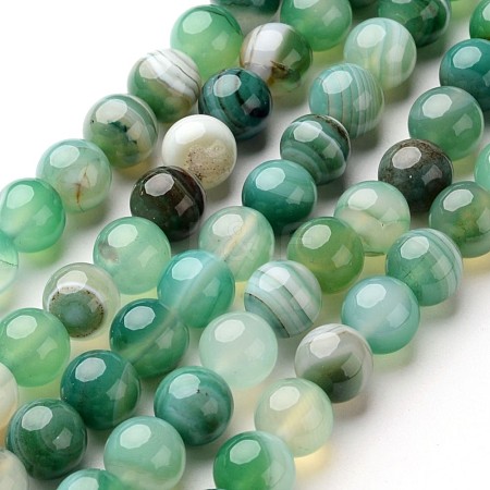 Natural Striped Agate/Banded Agate Beads Strands X-G-D845-01D-8mm-1