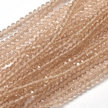 Faceted Rondelle Transparent Glass Beads Strands EGLA-J134-4x3mm-B04-1