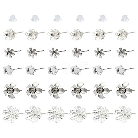 30Pcs 5 Styles 304 Stainless Steel Stud Earring Findings STAS-YW0001-87-1