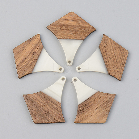 Opaque Resin & Walnut Wood Pendants RESI-S389-055A-C04-1