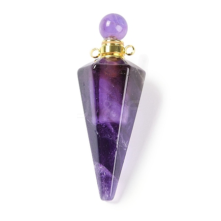 Natural Amethyst Faceted Cone Openable Perfume Bottle Big Pendants G-L524-18G-10-1