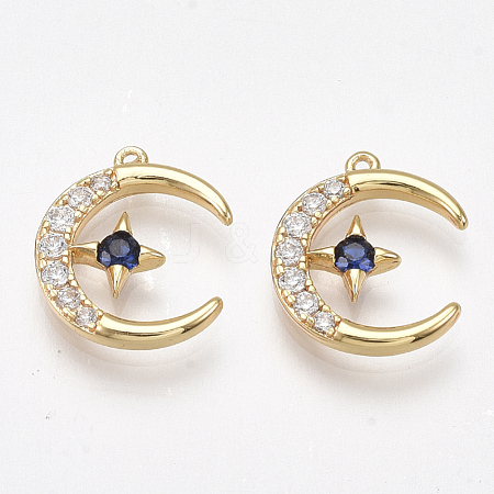 Brass Cubic Zirconia Charms KK-S350-389A-1