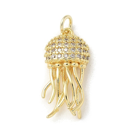 Brass Micro Pave Clear Cubic Zirconia Pendants KK-U046-02G-03-1