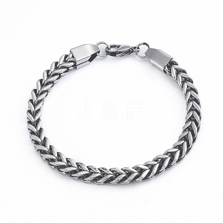 304 Stainless Steel Wheat Chain Bracelets BJEW-L673-004-AS-1