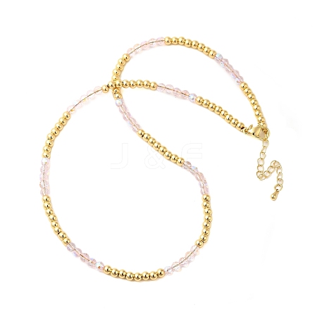 Rack Plating Brass and Glass Bead Necklaces NJEW-C056-02G-01-1