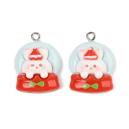 Christmas Theme Rabbit Opaque Resin Pendants RESI-S08-04C-1