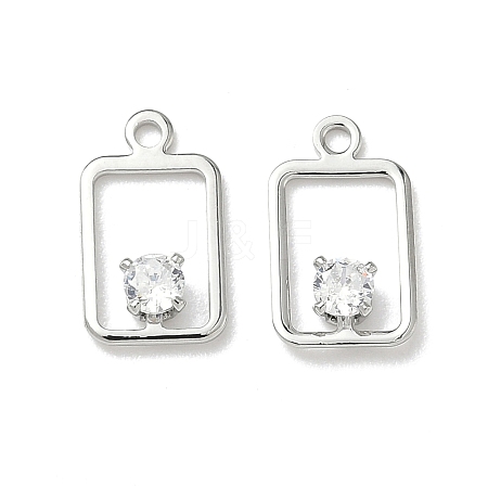 Brass Micro Pave Cubic Zirconia Rectangle Charms KK-Z136-04P-1