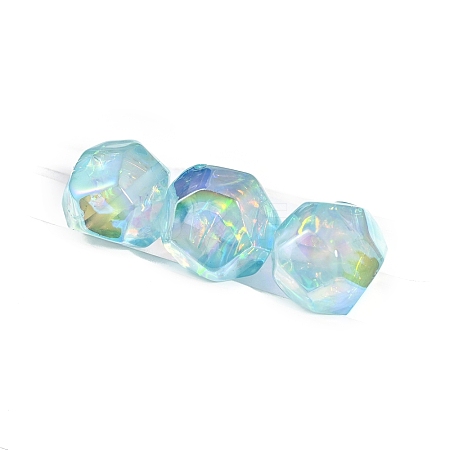 10Pcs Gradient Color & UV Plating Rainbow Iridescent Opaque Resin Beads PW-WG6C260-03-1