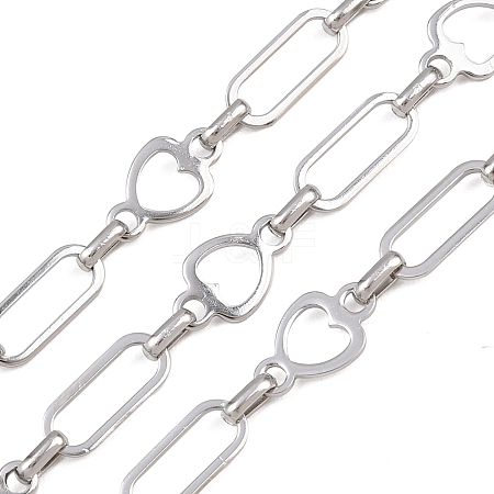 304 Stainless Steel Heart & Oval Link Chains CHS-B013-02P-1