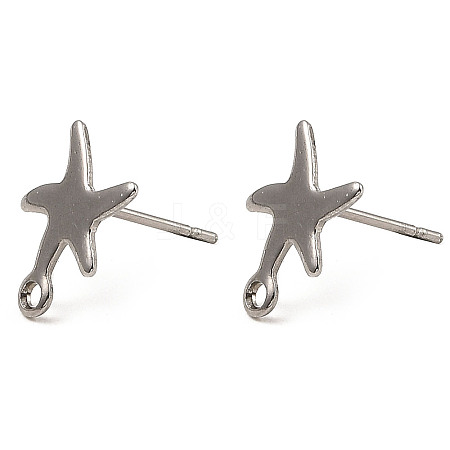 Starfish Shape 201 Stainless Steel Stud Earrings Findings STAS-Q251-03P-1