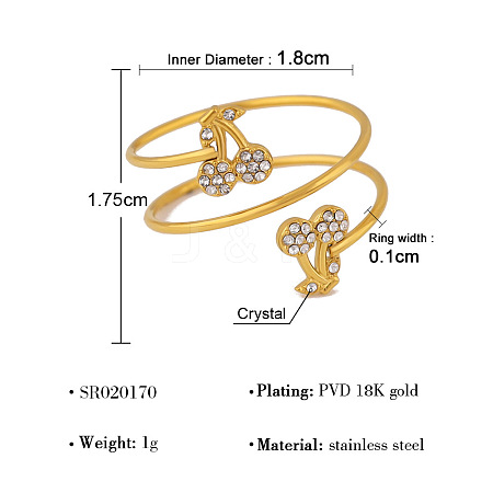 304 Stainless Steel Micro Pave Clear Cubic Zirconia Cuff Open Rings for Women WG6D6AE-06-1