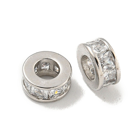 Brass Cubic Zirconia Spacer Beads KKB-L215-020P-1