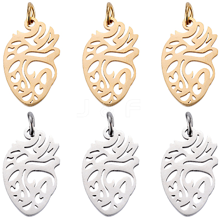 12Pcs 2 Colors 201 Stainless Steel Pendants STAS-SC0008-81-1
