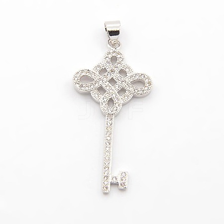 CZ Jewelry Brass Micro Pave Cubic Zirconia Chinese Knot Skeleton Key Pendants ZIRC-M020-65P-NR-1