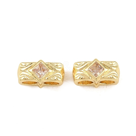 Brass Micro Pave Clear Cubic Zirconia Slide Charms KK-Z151-05G-1