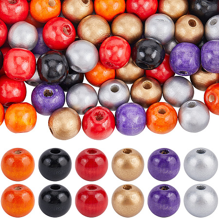 240Pcs 6 Styles Natural Wood Beads Strands WOOD-SP0001-03C-1