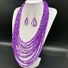 Ethnic Style Acrylic Seed Beaded Multilayer Necklaces & Teardrop Dangle Earrings Sets WGF31E6-02-2