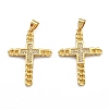 Brass Micro Pave Clear Cubic Zirconia Pendants ZIRC-J025-36G-1