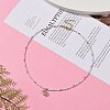 Alloy Cubic Zirconia Heart Pendant Necklace with Glass Seed Beaded Chains for Women NJEW-JN04291-2