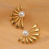 304 Stainless Steel ABS pearl Stud Earrings EJEW-S226-07G-02-1