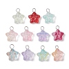 Star Gradient Color Baking Paint Transparent Glass Pendants PALLOY-JF03263-02-1