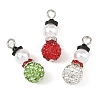 Christmas Handmade Polymer Clay with Rhinestone Pendants PALLOY-JF06037-1