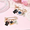 2Pcs Graduation & Tulip Charm Alloy Enamel Safety Pin Brooches JEWB-YW00003-5