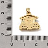 Brass Micro Pave Clear Cubic Zirconia with Black Enamel Pendants CU-CBAA556-07B-3