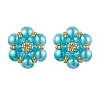 Glass Seed Beads Flower Stud Earrings EJEW-MZ00349-04-2