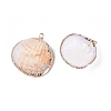 Electroplate Natural Sea Shell Pendants SSHEL-Q100-17KCG-2