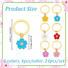 24Pcs 6 Colors Alloy Enamel Flower Keychain KEYC-NB00013-2