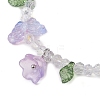 Dyed Natural Malaysia Jade & Glass Beaded Stretch Bracelet with Flower Charms BJEW-JB10176-01-3