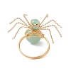 Natural Green Aventurine Beaded Finger Rings RJEW-TA00210-02-4