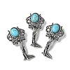 Angel Brass Synthetic Turquoise Pendants KK-D361-02AS-13-1