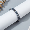 4 Strands Frosted Non-magnetic Synthetic Hematite Round Beads Strands G-OC0001-98-6