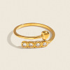 304 Stainless Steel Rhinestone Heart Cuff Open Rings for Women MH2776-1