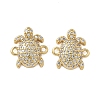 Brass Micro Pave Clear Cubic Zirconia Sea Animal Connector Charms KK-P325-02G-1
