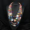 Bohemian Style Nuggets Wood Beaded Multilayer Necklaces for Women WG93846-12-1