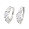 Brass Clear Cubic Zirconia Hoop Earrings EJEW-Q016-14P-3