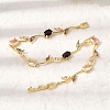 Leaf Brass Micro Pave Cubic Zirconia Link Chain Bracelets for Women BJEW-D455-01G-05-2