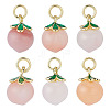 6Pcs Natural Agate Peach Charms G-OC0006-02-1