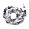 Natural Tourmalinated Quartz/Black Rutilated Quartz Beads Strands G-S363-028A-2