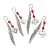 Valentine's Day Alloy Heart Pendant Bookmarks AJEW-JK00270-1