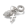 Brass Micro Pave Clear Cubic Zirconia European Dangle Charms KK-D431-033D-P-2