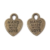 Tibetan Style Alloy Heart Charms TIBEP-Q035-07AB-NR-1