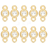 10Pcs 925 Sterling Silver Pave Clear Cubic Zirconia Flat Round Links Connector Charms STER-BC0004-22G-1